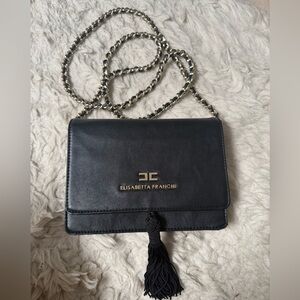 Elisabetta franchi black clutch with chain